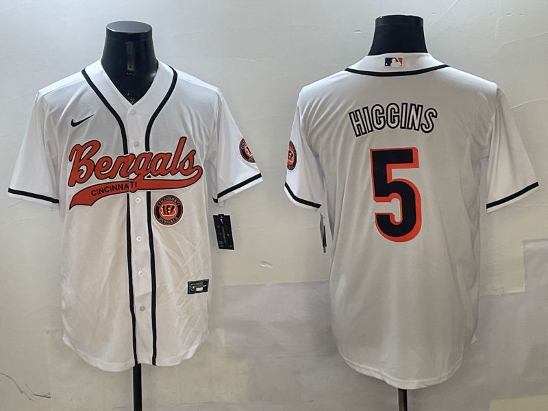 Men Cincinnati Bengals #5 Hiccins White Joint Name 2025 Nike Limited NFL Jersey style 6->cincinnati bengals->NFL Jersey